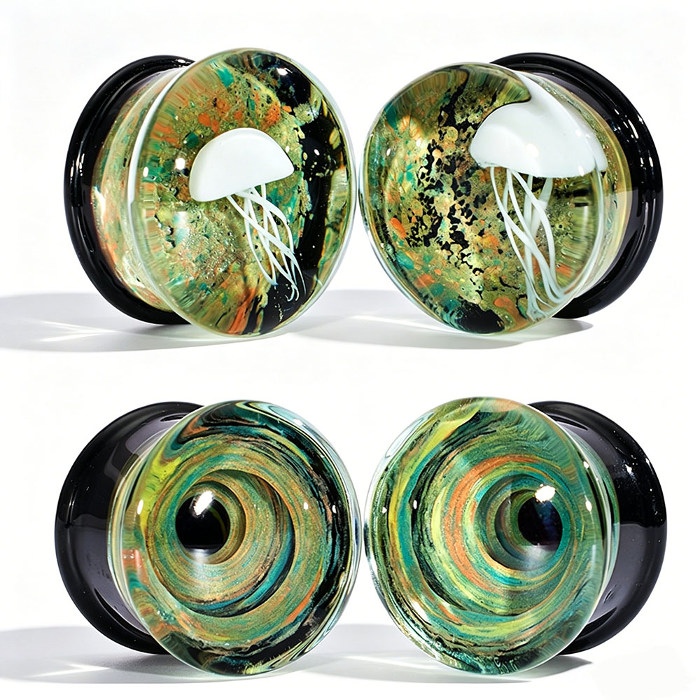 Body Piercing Quality Jewelry - Paire de plugs d'oreille en verre