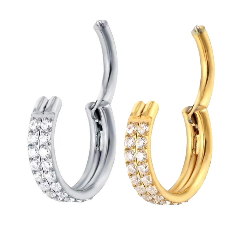 Body Piercing Quality Jewelry - G23 Titanium Piercing Double Rangée CZ,