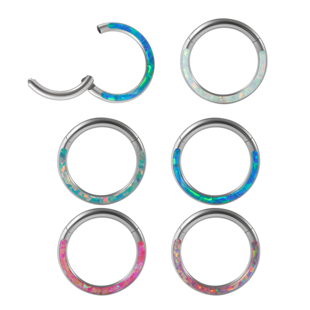 Body Piercing Quality Jewelry - Clicker articulé en acier chirurgical opale,